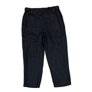 Nicole Miller Black 100% Linen Pants with Tie Belt